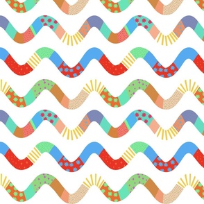 cute colorful  little wavy lines on white - medium scale