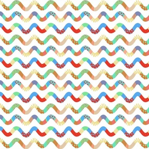 cute colorful  little wavy lines on white - small scale