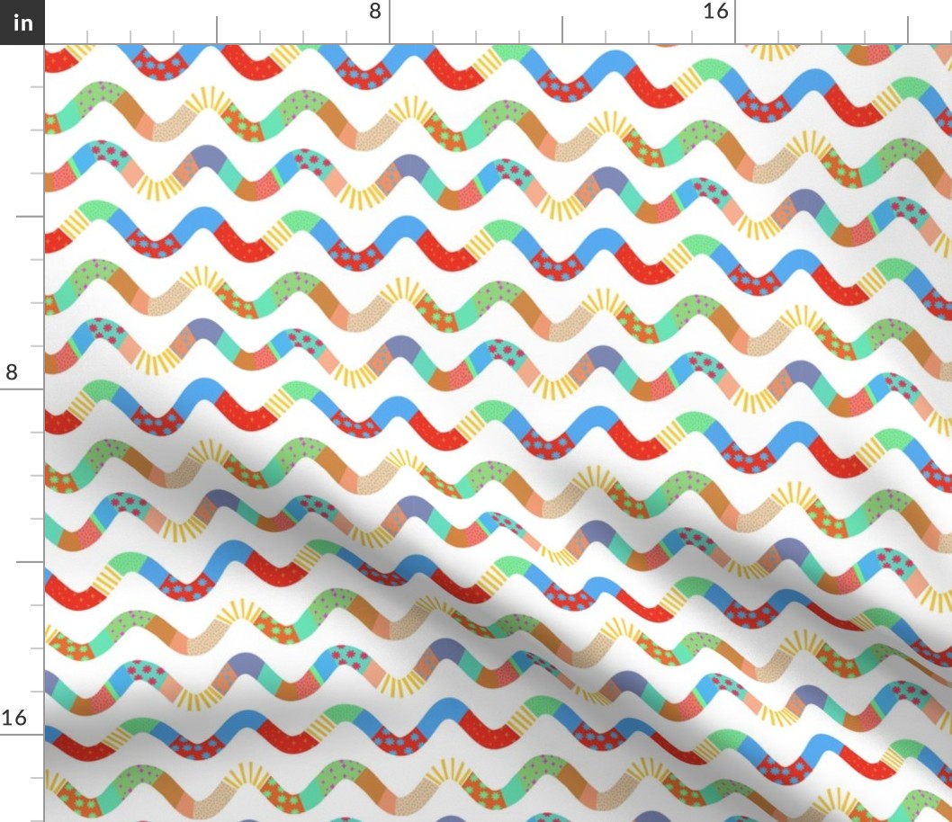 cute colorful  little wavy lines on white - small scale