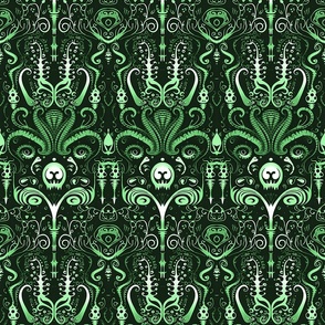 Ghoulish Damask – Green/Black 