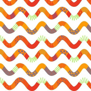 cute colorful  little wavy lines on white - medium scale