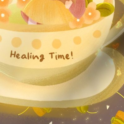 Healing time! | Cute chibi little girl in a cup