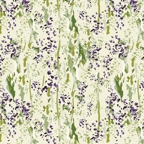 Abstract Botanical Inspired Hand Painted Splatter Green And Purple Small Scale