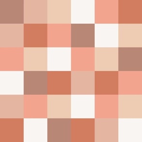 Salmon, terracotta and clay checkerboard -  check pattern 2" each square
