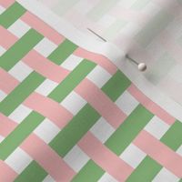 Basketweave in preppy green and pink // small