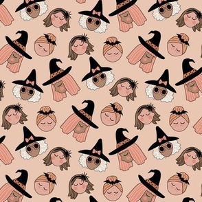 Groovy Halloween Witch Faces Cute Neutral  tipped- 1 inch