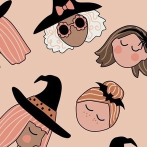 Groovy Halloween Witch Faces Cute Neutral tipped - 3 inch
