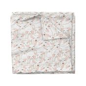 Cute Kids Bedding - Smiling crowd of lambs in white, natural and pink.