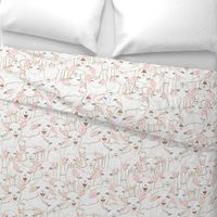 Cute Kids Bedding - Smiling crowd of lambs in white, natural and pink.