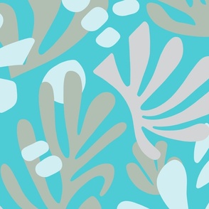 Matisse-inspired Serenity Free Form Cut Out Shapes Pattern In Mint Beige And Green