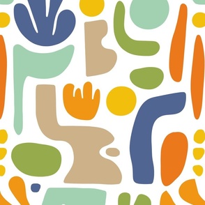Matisse Mid Century Pattern Free Form Shapes In Retro Colors
