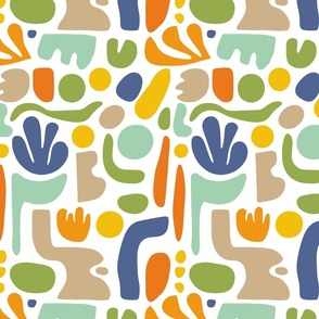Matisse Mid Century Pattern Free Form Shapes In Retro Colors Smaller Scale