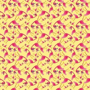 Flamingo A-Go-Go on Yellow - Small