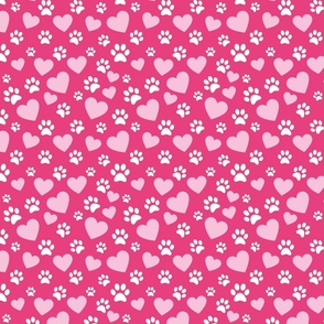 pink heart dog paw pattern