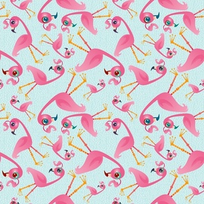 Flamingo A-Go-Go on Light Blue - Medium