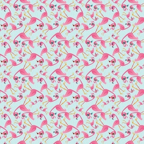 Flamingo A-Go-Go on Light Blue - Small