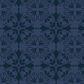 Monochrome blue tile pattern