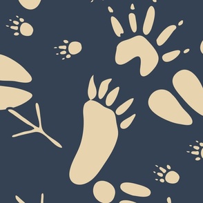 Animal Tracks in Extra Large Scale in Navy
