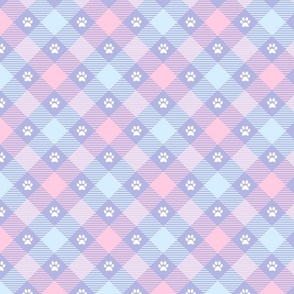 Pastel Spring Plaid Dog Paw Pattern