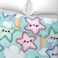 Kawaii Stars, Clouds & Rainbows Pixel Art - Large Scale