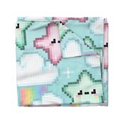 Kawaii Stars, Clouds & Rainbows Pixel Art - Large Scale