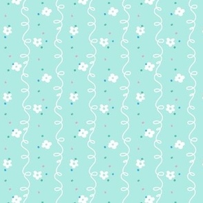 Cute Swirl Lines and Flowers-Teal
