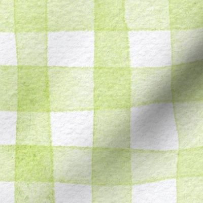 french country gingham - honeydew color - watercolor botanical green plaid wallpaper