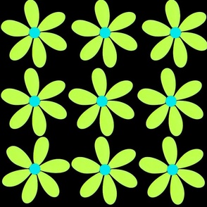 Pop art flat green flowers