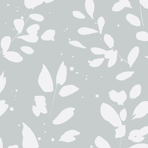 Leaves and Shade - Large Scale Botanical Fabric and Wallpaper Light Blue Leaf Bedding