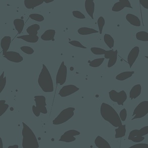 Leaves and Shade - Large Scale Botanical Fabric and Wallpaper Blue and Gray Leaf Bedding