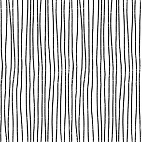 Medium - Hand drawn, textured pin stripe - black and white 