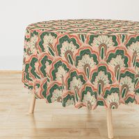 Deco Peacock - Coral, Pink & Green