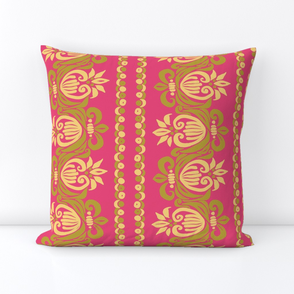 Funky Fluer De Lis - Fuchsia & Chartreuse 