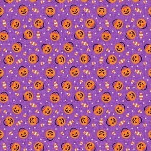 (tiny scale) halloween pumpkin candy buckets - trick or treat jack o lantern, candy corn, halloween candy - purple - C23