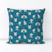 Cute Baby Penguins Polka Dot, Deep Teal