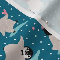 Cute Baby Penguins Polka Dot, Deep Teal
