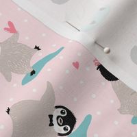Cute Baby Penguins Polka Dot, Light Pink