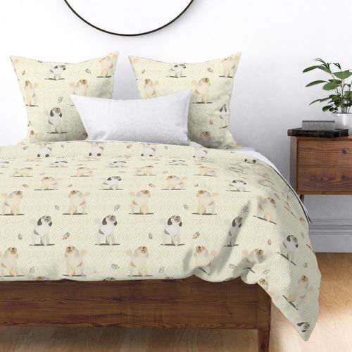 Keep Your Chin Up! Doodle Dogs, YLW, MEDIUM Scale, Doodles and Butterflies, 4800, 2—Yellow, Subtle, Neutral, Kids, Sheets, Tweens, Bedding, Bedroom, Curtains, Blanket, Butterfly, Puppy, Dog, Retriever, Poodle, Adorable, Kitchen, Tea, Towel, Pillow, Table 