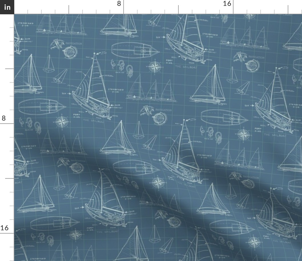 Sailboat Blueprints, Admiral Blue