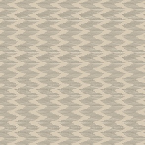 SMALL CHEVRON IKAT HERRINGBONE ZIG ZAG HAND-DRAWN LINES CREAM CHARCOAL