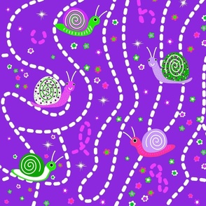 Alphabet Snail Trails in Cute Purple Color Palette Staggered Repeat by kedoki