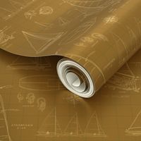 Sailboat Blueprints on Khaki