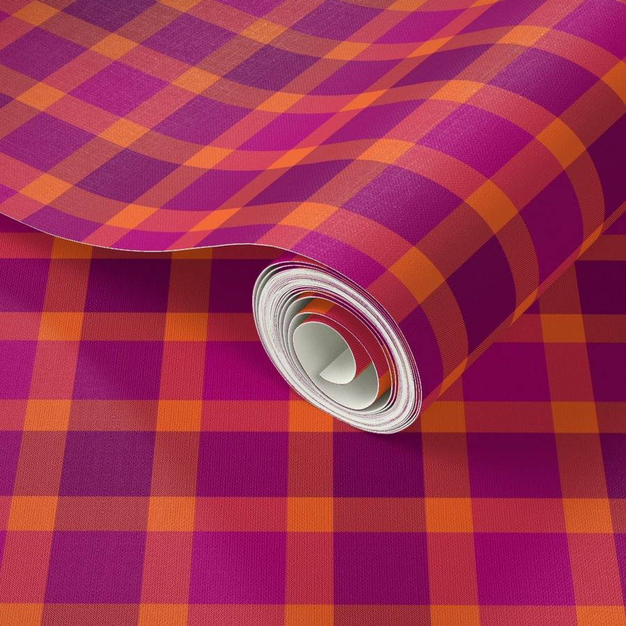 plaid pink orange