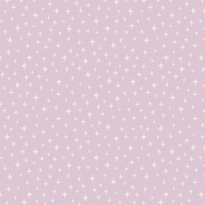 CLASSIC SMALL SCALE DITSY STARS IN LILAC PURPLE AND OFF WHITE
