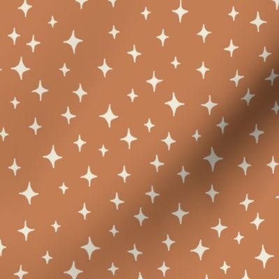 CLASSIC SMALL SCALE DITSY STARS IN ORANGE RUST AND OFF WHITE