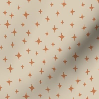 CLASSIC SMALL SCALE DITSY STARS IN ORANGE RUST AND BEIGE SAND 