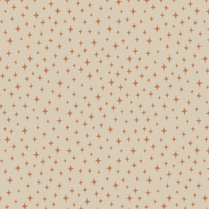 CLASSIC SMALL SCALE DITSY STARS IN ORANGE RUST AND BEIGE SAND 