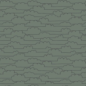 SIMPLE CLASSIC HAND DRAWN CLOUD OUTLINE IN KHAKI GREEN AND CHARCOAL SMALL SCALE