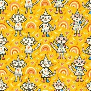 Cut-cuter-cutest-party-cats-on-vibrant-retro-yellow-S-small