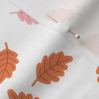 Autumn is here - Oak leaves fall delicate petals seventies palette pink orange on white MEDIUM